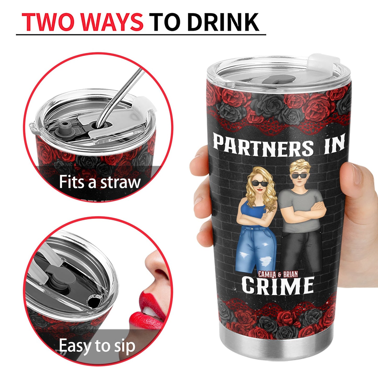 Bestie Group Partners In Crime If We Get Caught Black Ver - Gift For Bestie - Personalized Custom Tumbler