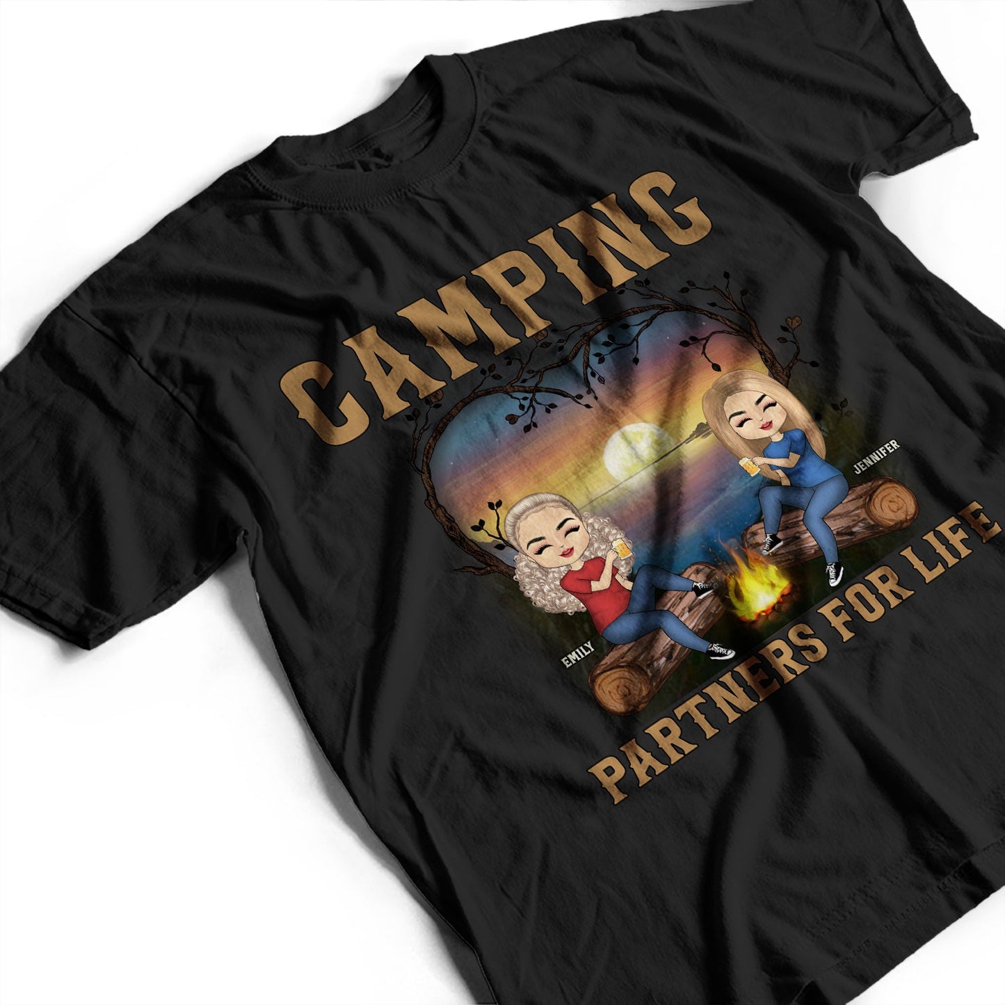 Camping Husband & Wife Camping Partners For Life - Personalized Custom T Shirt