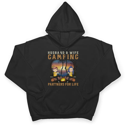 Camping Husband & Wife Camping Partners For Life - Personalized Custom T Shirt