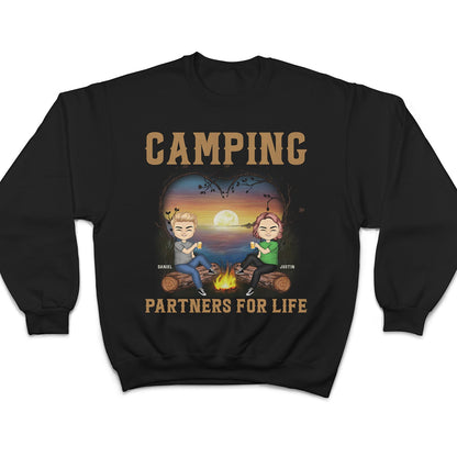 Camping Husband & Wife Camping Partners For Life - Personalized Custom T Shirt