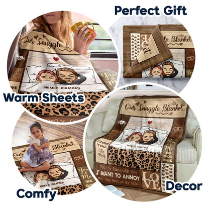 Couple Chibi Snuggle Blanket You're The Only One - Gift For Couple - Personalized Custom Fleece Blanket