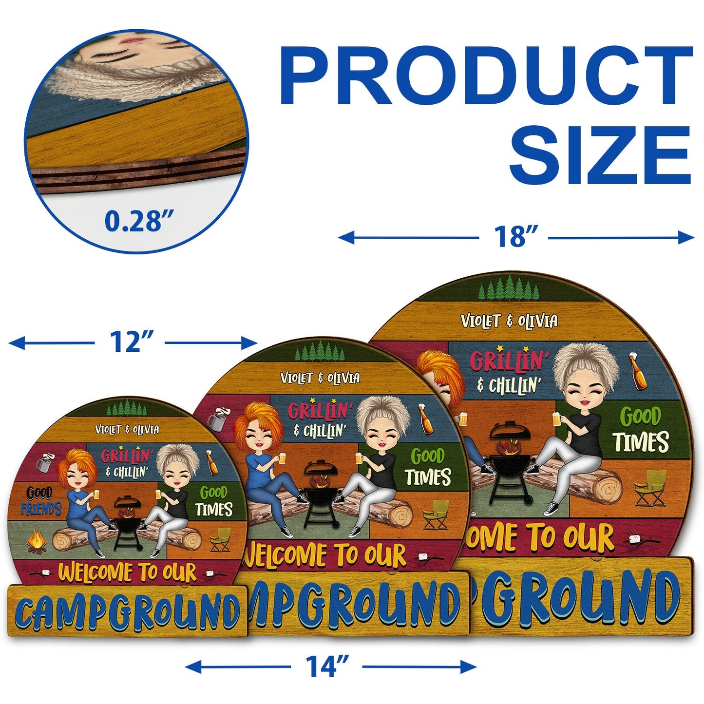 Camping Couple Welcome To Our Campsite - Gift For Camping Couple - Personalized Custom Shaped Wood Sign