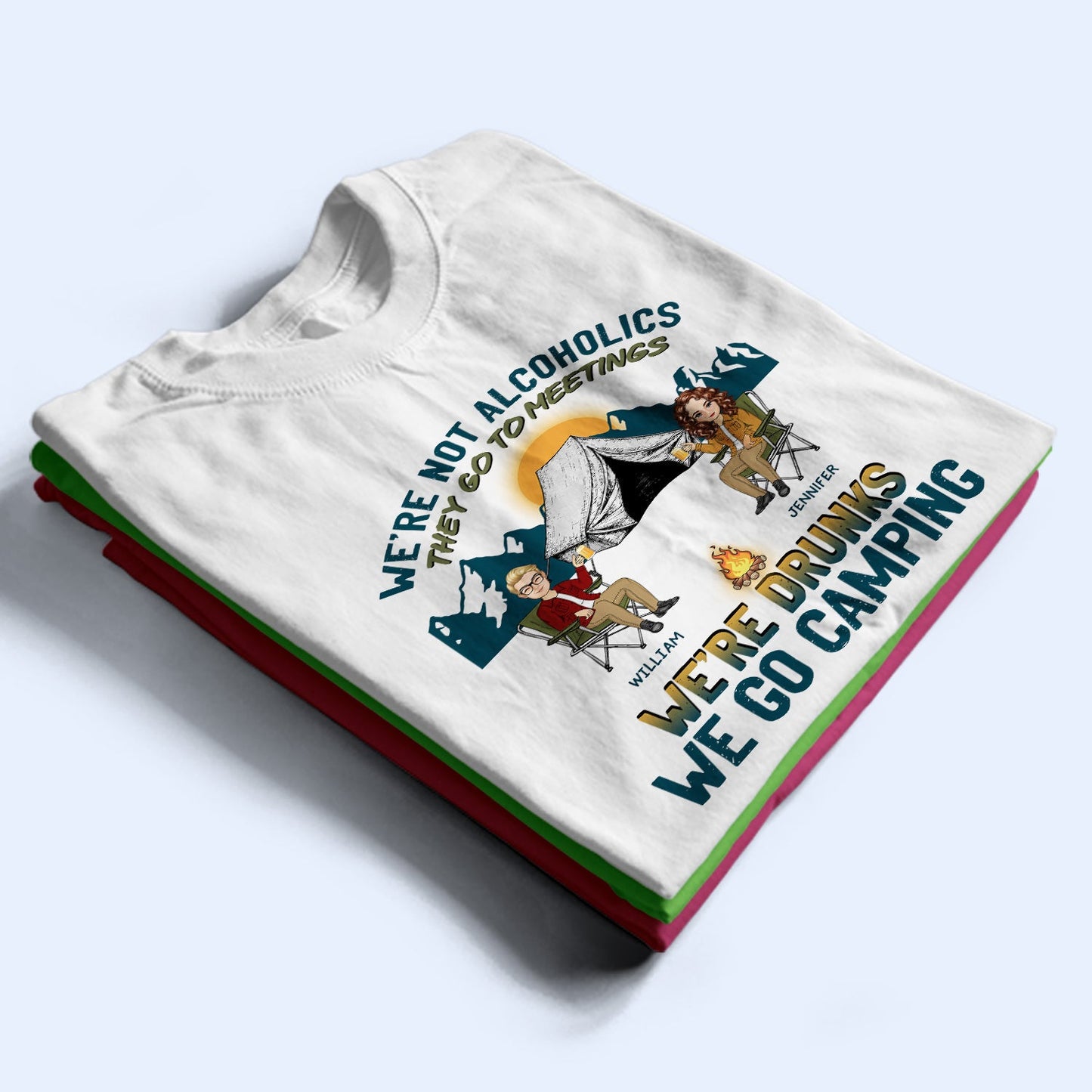 Camping Cartoon We're Drunks - Gift For Bestie - Personalized Custom T Shirt