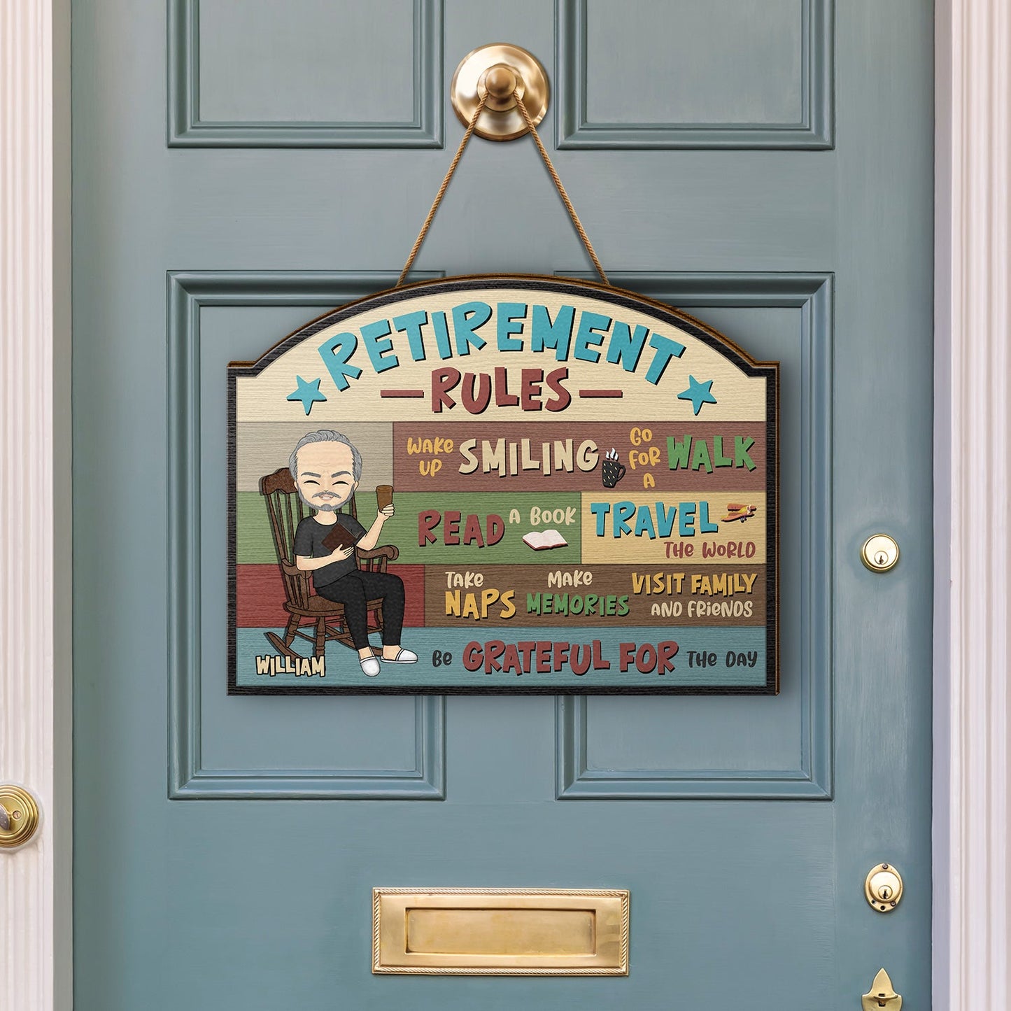 Retirement Rules - Gift For Father Mother Grandparents - Personalized Custom Shaped Wood Sign