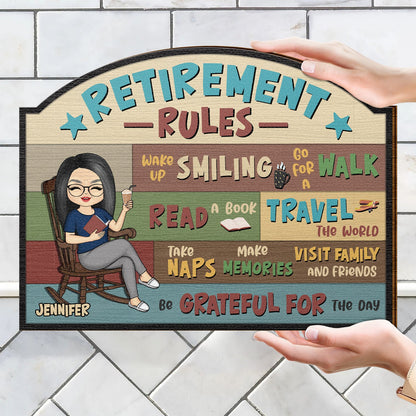 Retirement Rules - Gift For Father Mother Grandparents - Personalized Custom Shaped Wood Sign