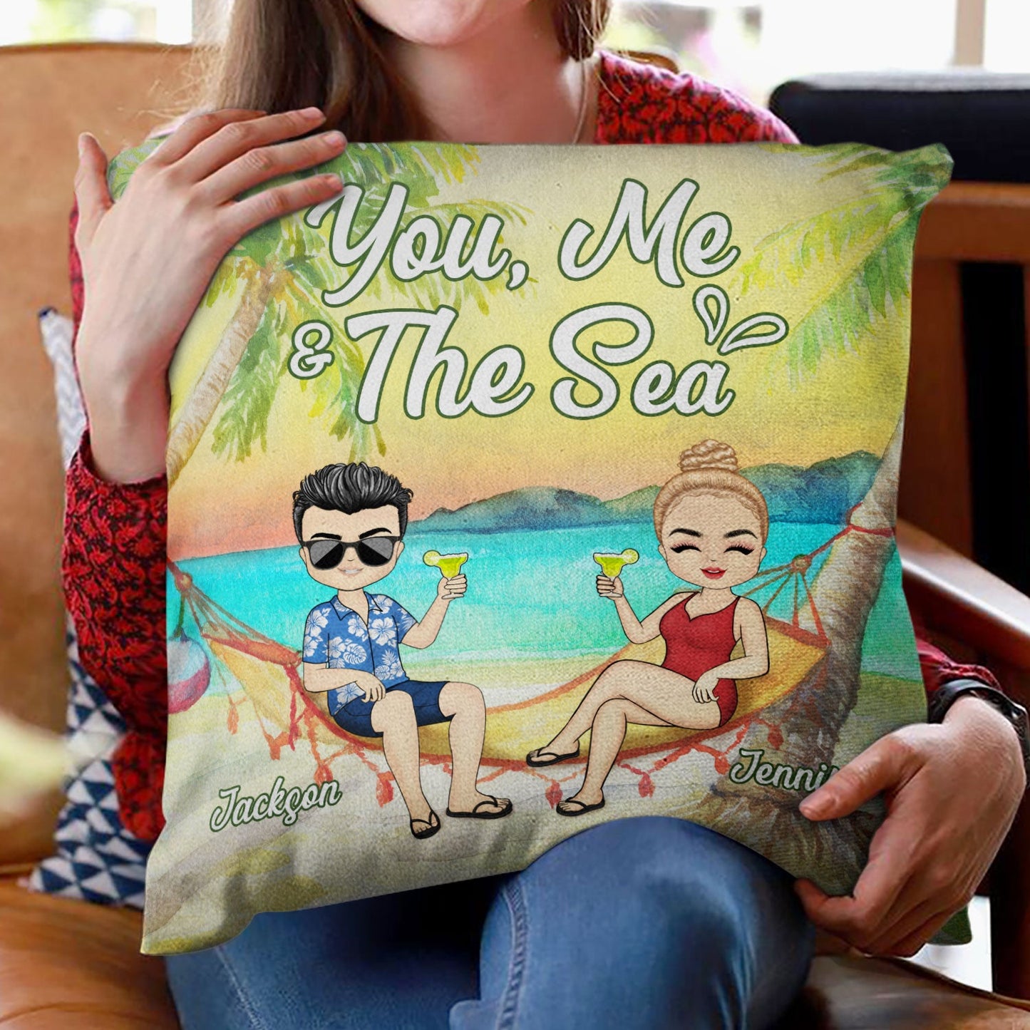 Beach Couple You Me & The Sea - Gift For Couple - Personalized Pillow