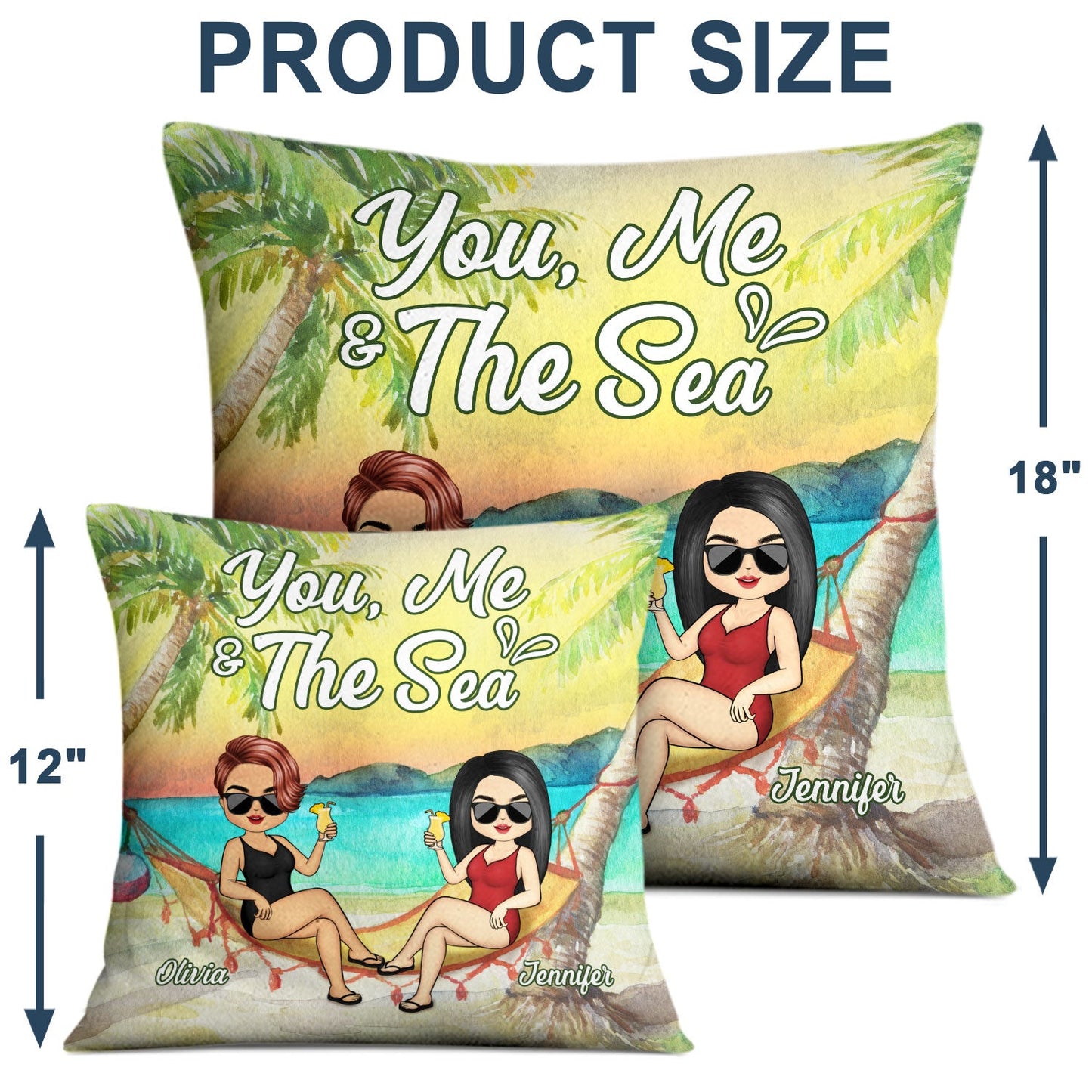 Beach Couple You Me & The Sea - Gift For Couple - Personalized Pillow