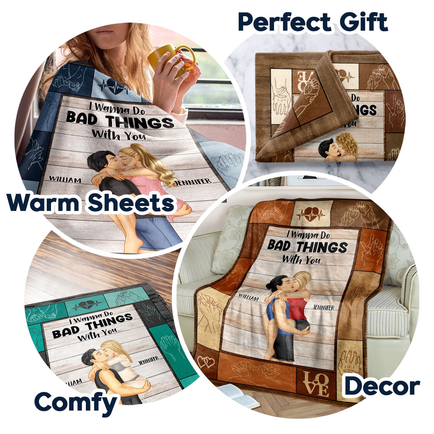 Couple I Wanna Do Bad Things With You - Gift For Couples - Personalized Fleece Blanket
