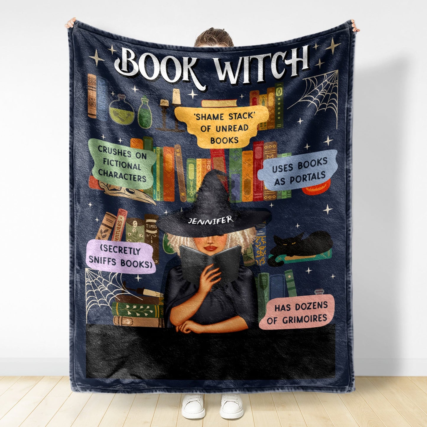 Reading Book Witch - Gift For Yourself, Gift For Women - Personalized Fleece Blanket