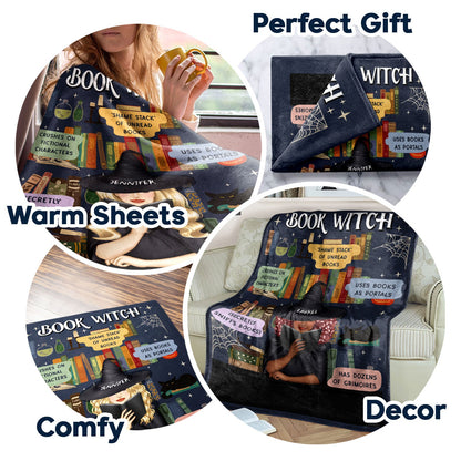 Reading Book Witch - Gift For Yourself, Gift For Women - Personalized Fleece Blanket