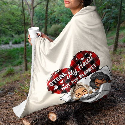 Couple Babe Steal My Heart Not My Blanket - Gift For Couples - Personalized Fleece Blanket