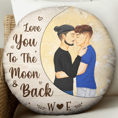 Love You To The Moon - Gift For Couples - Personalized Round Pillow