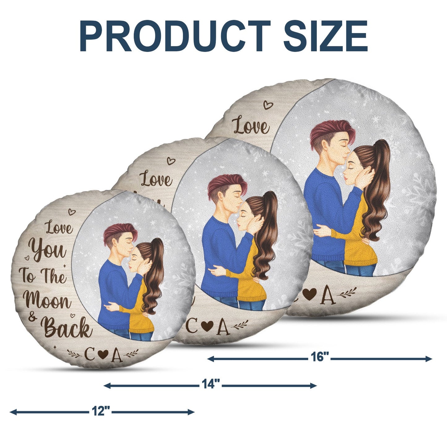 Love You To The Moon - Gift For Couples - Personalized Round Pillow