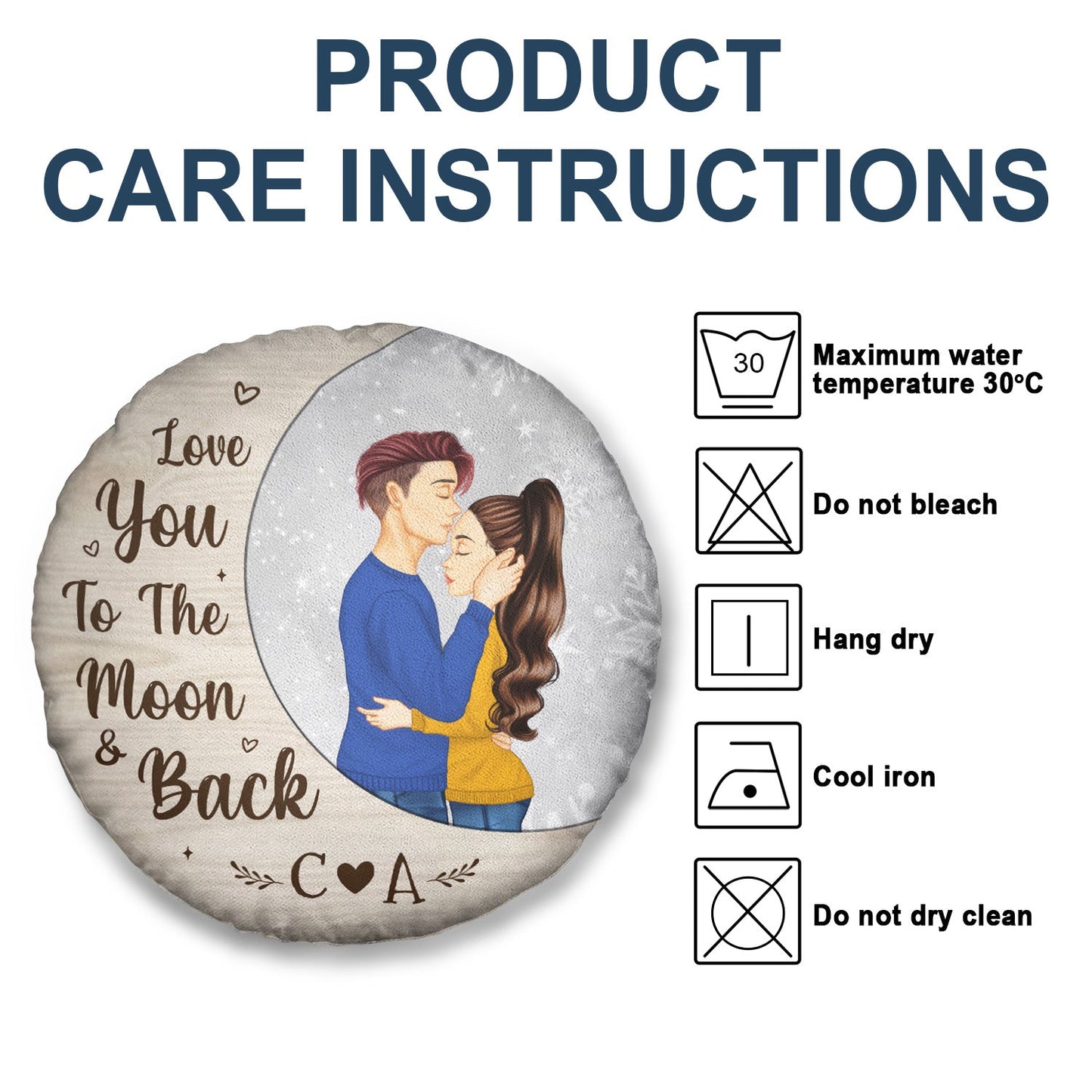 Love You To The Moon - Gift For Couples - Personalized Round Pillow