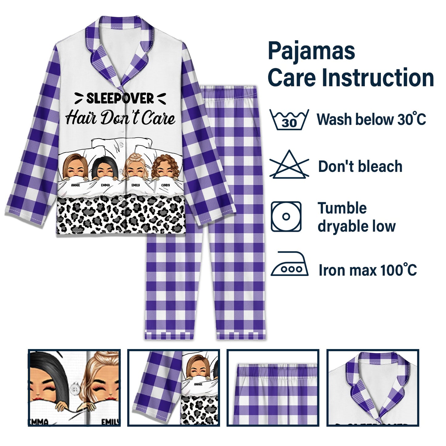 Bestie Sleepover Party Pajamas - Gift For Besties - Personalized Long Pajamas Set