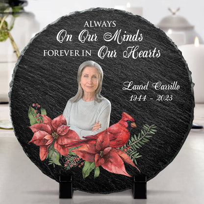 Custom Photo Cardinals I'm Always With You - Memorial Gift - Personalized Circle Memorial Garden Stone