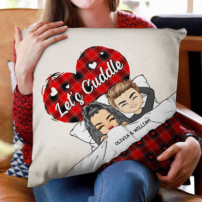 Couple Chibi Let's Cuddle - Gift For Couples - Personalized Pillow
