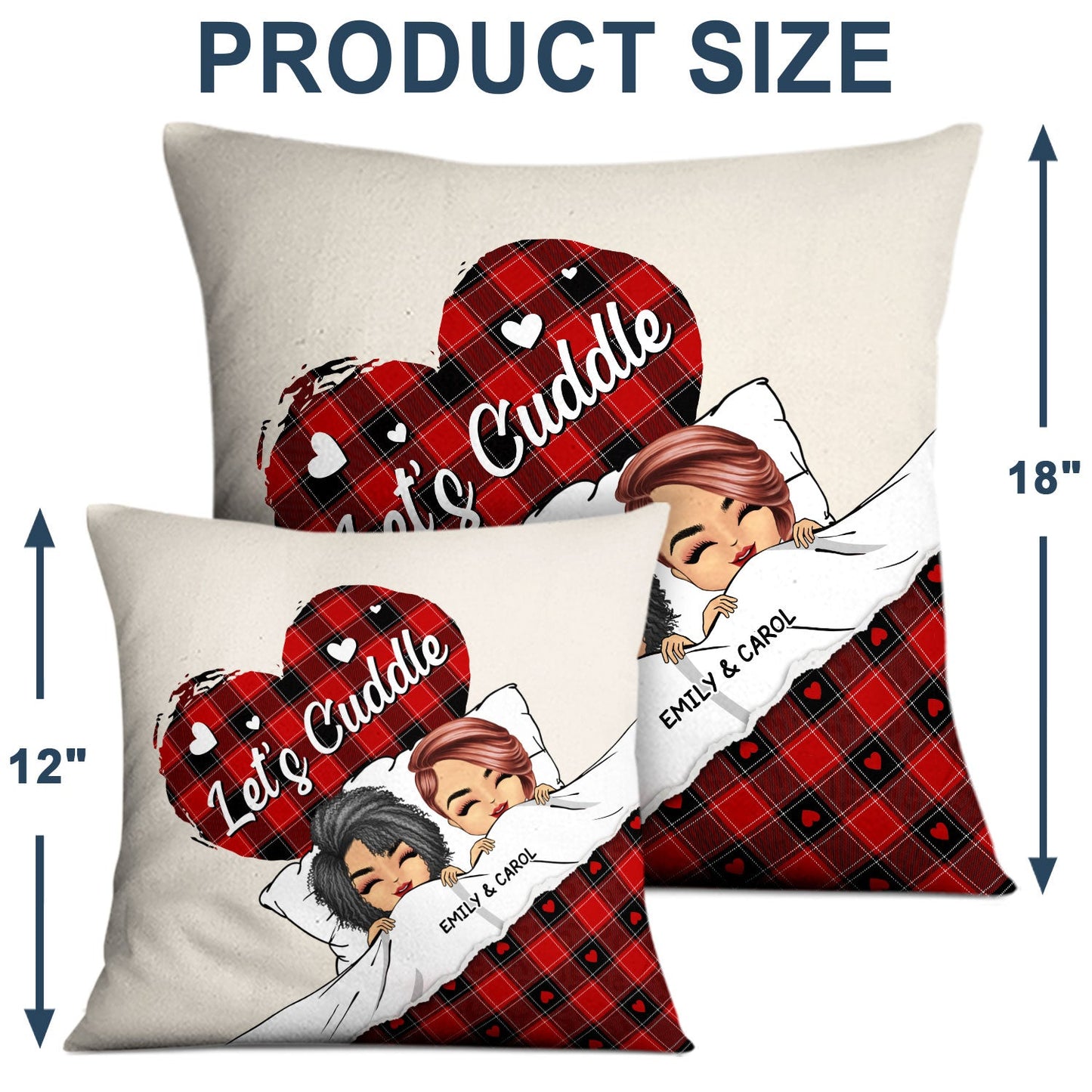Couple Chibi Let's Cuddle - Gift For Couples - Personalized Pillow
