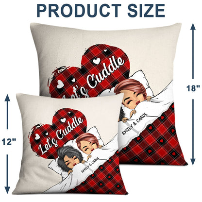 Couple Chibi Let's Cuddle - Gift For Couples - Personalized Pillow