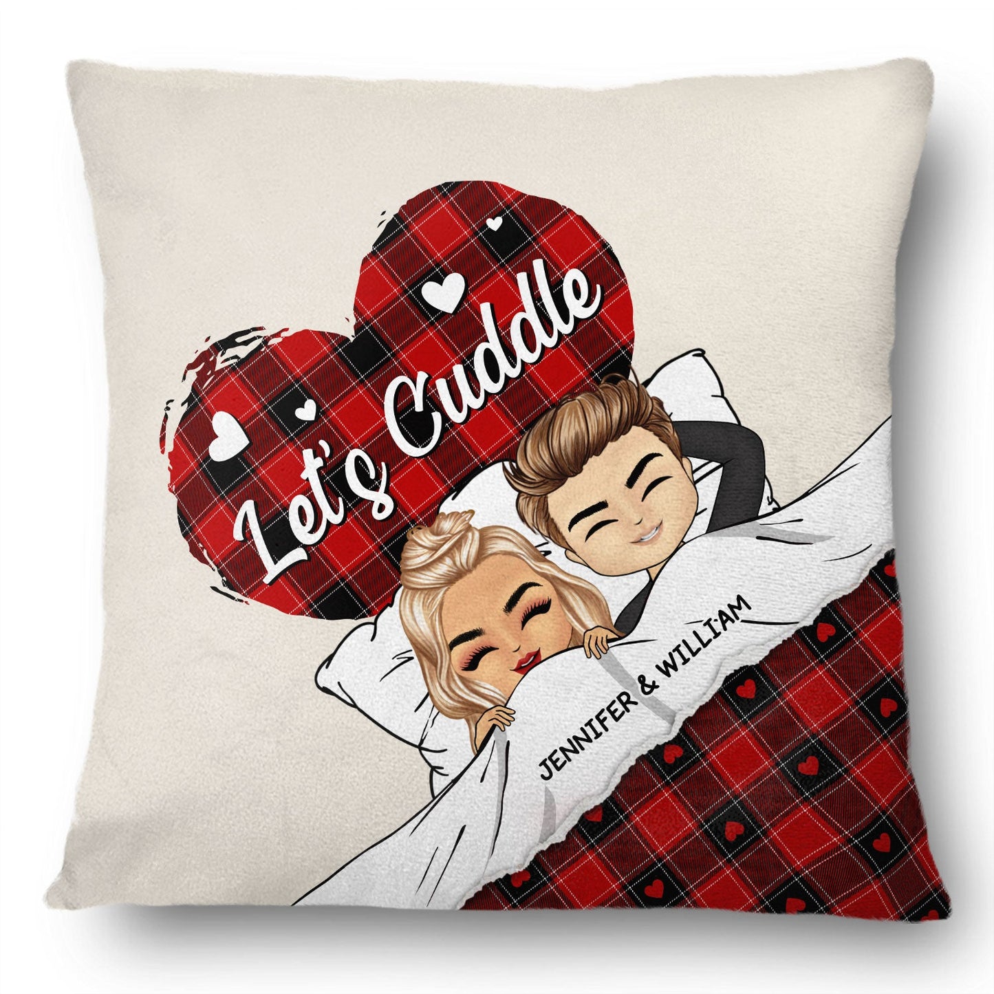 Couple Chibi Let's Cuddle - Gift For Couples - Personalized Pillow