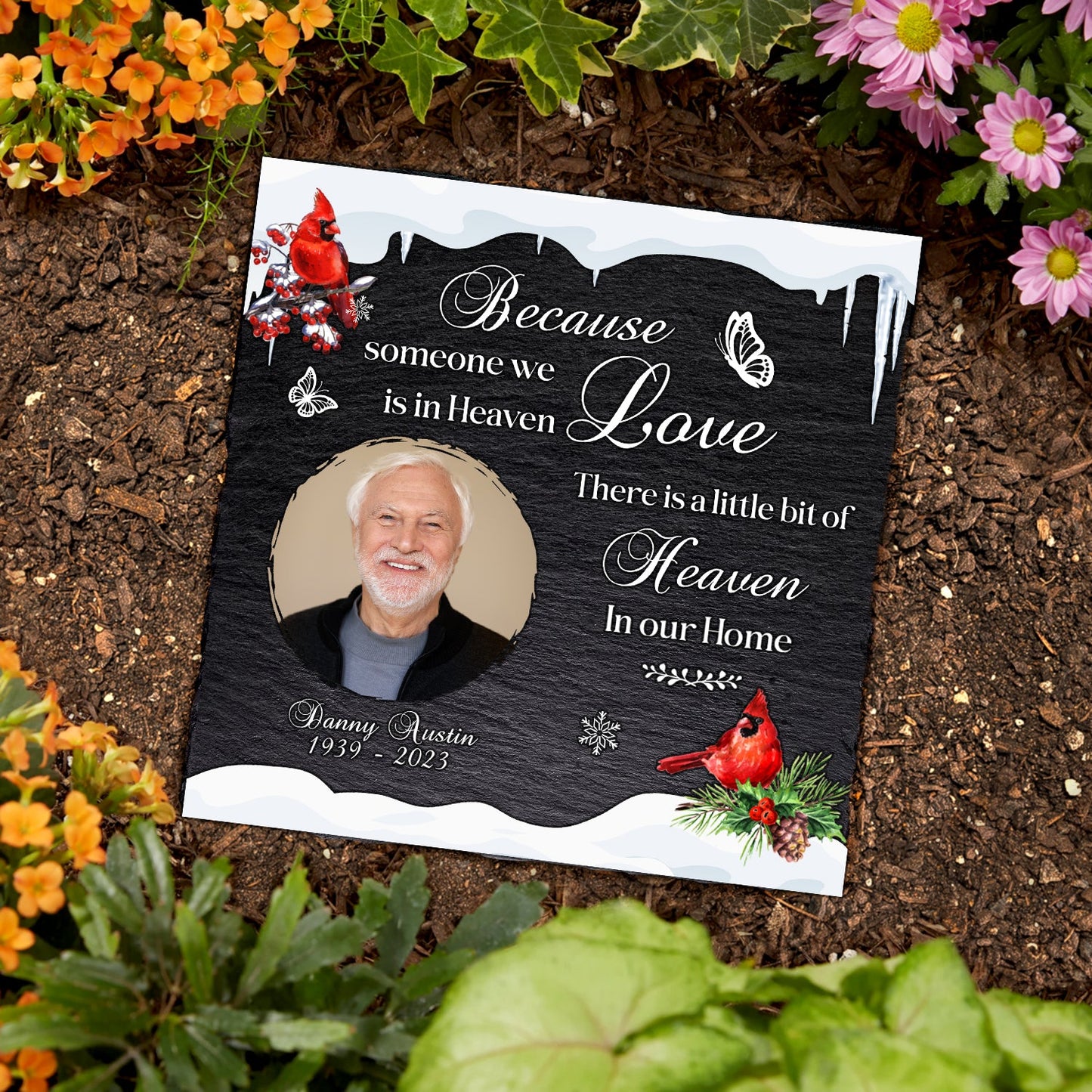 Custom Photo Someone We Love Is In Heaven - Memorial Gift - Personalized Rectangle Memorial Garden Stone