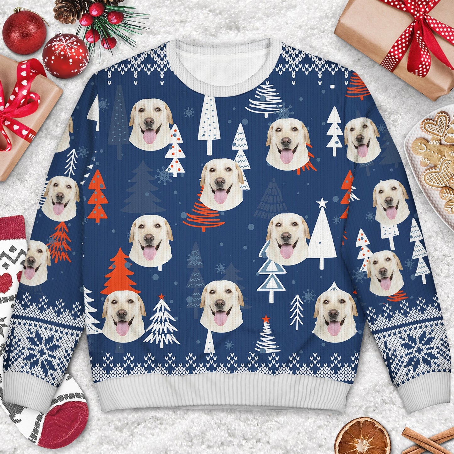 Custom Photo Family Dog Cat Face - Christmas Gift For Pet Lovers, Family Members - Personalized Unisex Ugly Sweater