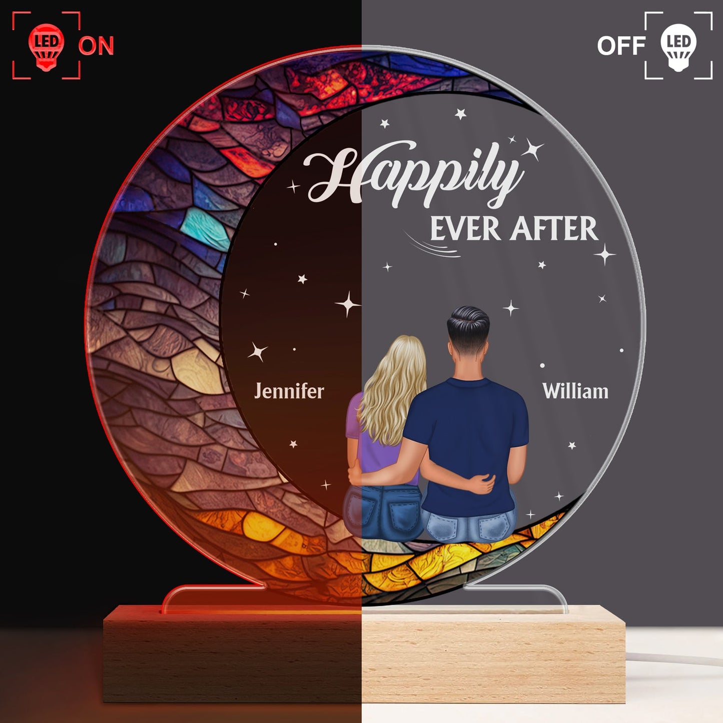 God Gave Me You - Gift For Couples - Personalized 3D Led Light Wooden Base
