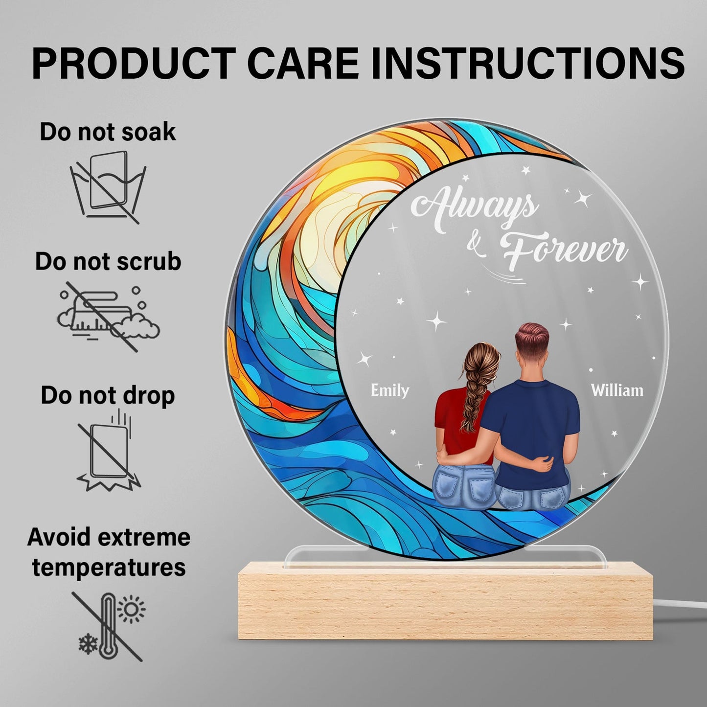 God Gave Me You - Gift For Couples - Personalized 3D Led Light Wooden Base