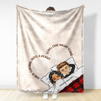 Couple Turning Into A Long One Night Stand - Gift For Couples - Personalized Fleece Blanket