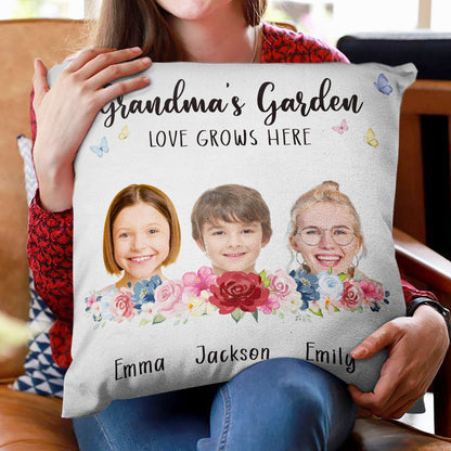Custom Photo Garden Blooming With Love - Gift For Mother And Grandma - Personalized Pillow
