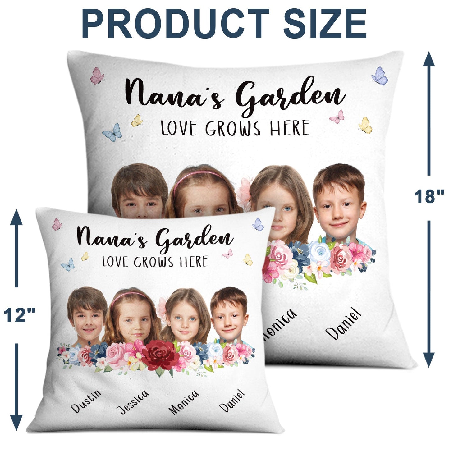Custom Photo Garden Blooming With Love - Gift For Mother And Grandma - Personalized Pillow
