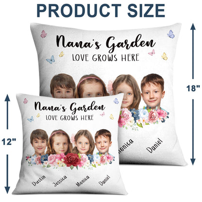 Custom Photo Garden Blooming With Love - Gift For Mother And Grandma - Personalized Pillow