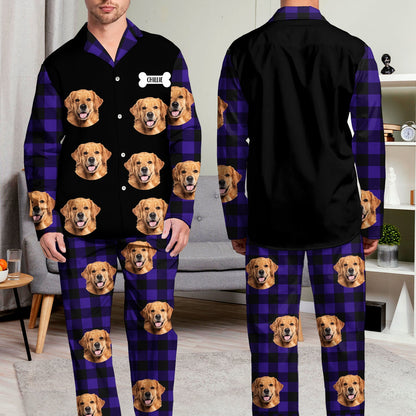 Custom Photo Family Dog Cat Face - Gift For Pet Lovers, Family Members - Personalized Long Pajamas Set