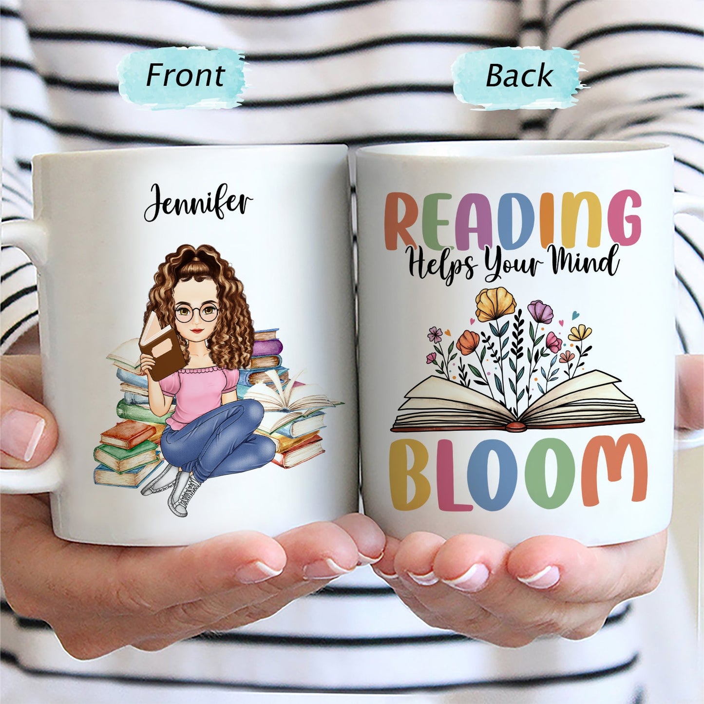 Reading Help Your Mind Bloom - Gift For Book Lovers - Personalized Mug