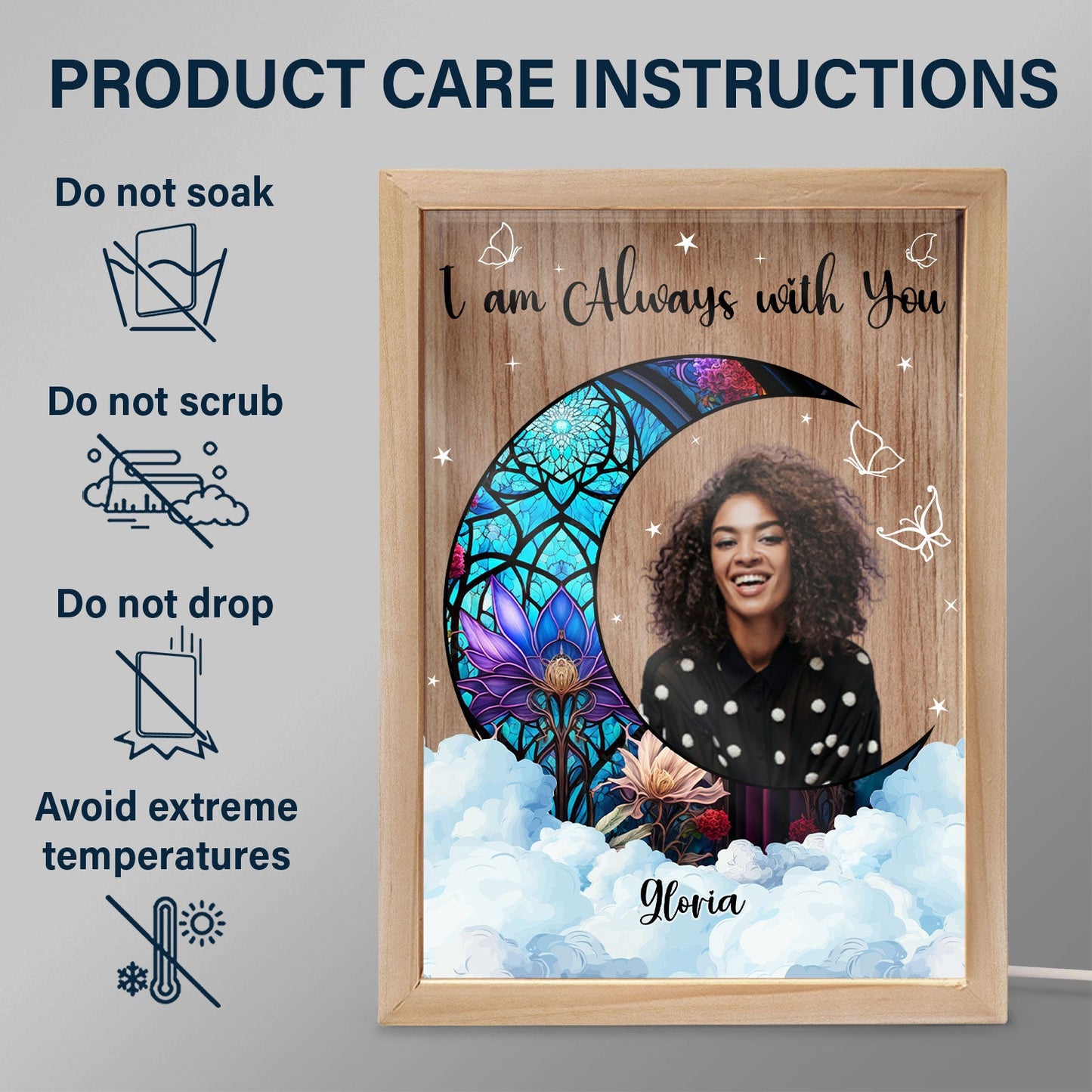 Custom Photo Always With You - Memorial Gift - Personalized Picture Frame Light Box