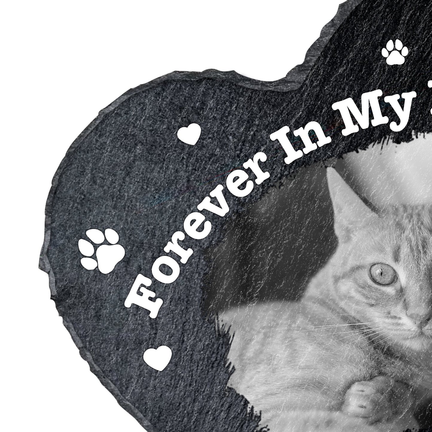 Custom Photo Pet Memorial Forever In Our Hearts - Memorial Gift For Pet Lovers - Personalized Heart Memorial Garden Stone