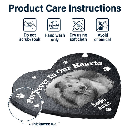 Custom Photo Pet Memorial Forever In Our Hearts - Memorial Gift For Pet Lovers - Personalized Heart Memorial Garden Stone