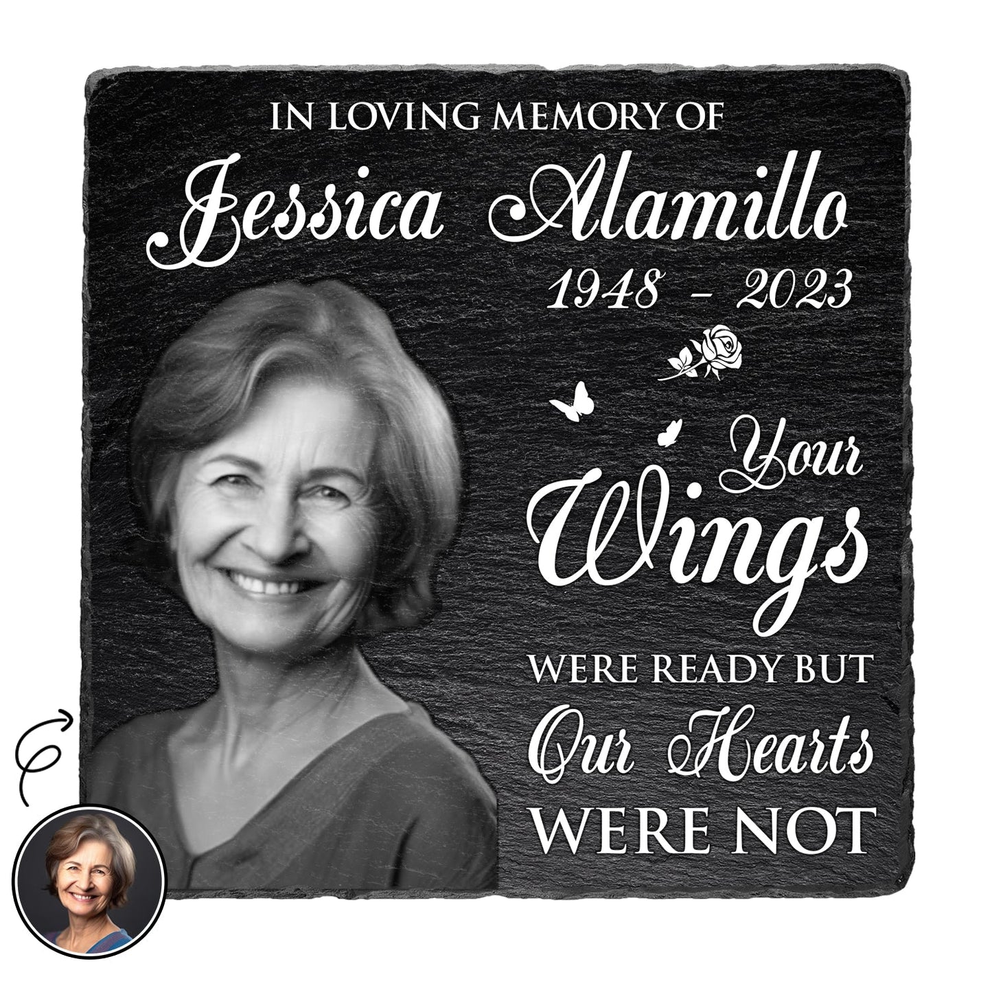 Custom Photo In Loving Memory - Memorial Gift For Family - Personalized Rectangle Memorial Garden Stone