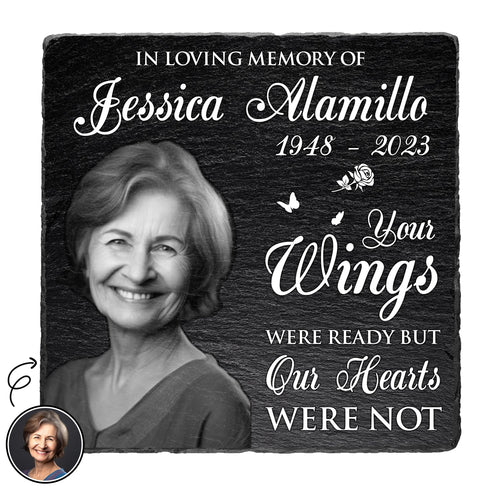 Custom Photo In Loving Memory - Memorial Gift For Family - Personalized Rectangle Memorial Garden Stone