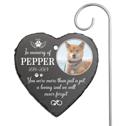 Custom Photo You Were More Than Just A Pet - Memorial Gift For Pet Lovers - Personalized Heart Shaped Garden Slate & Hook