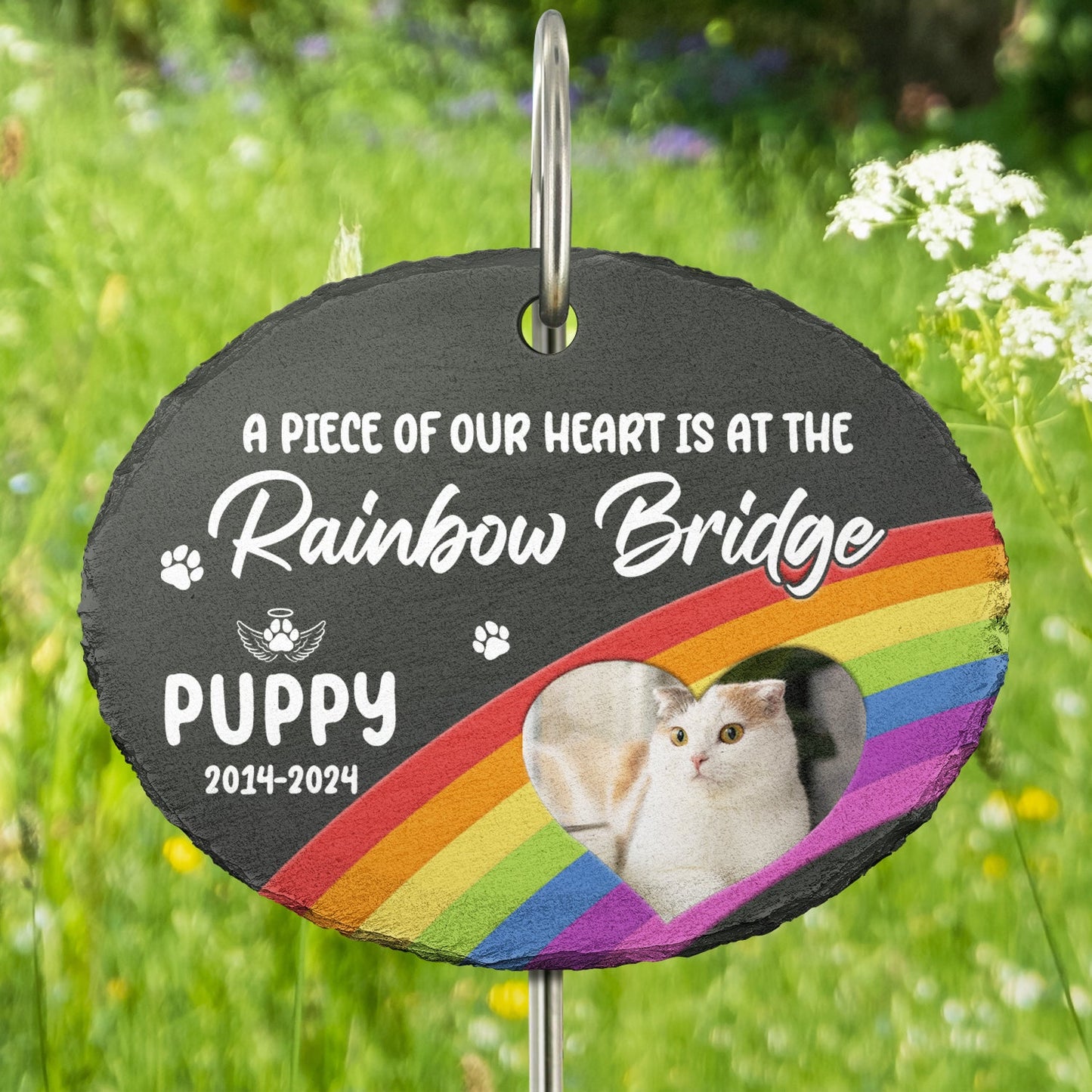 Custom Photo We'll Will Meet Again - Memorial Gift For Pet Lovers - Personalized Oval Shaped Garden Slate & Hook