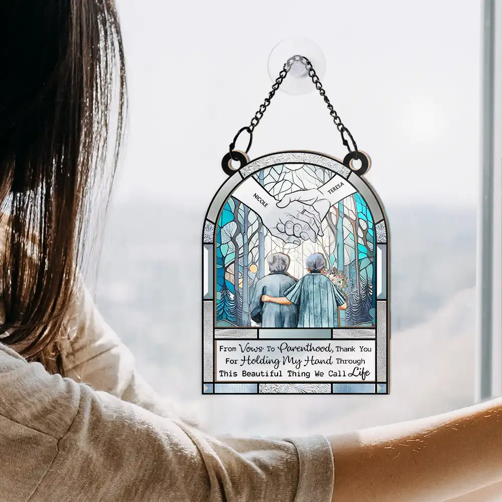 Holding My Hand - Personalized Window Hanging Suncatcher Ornament