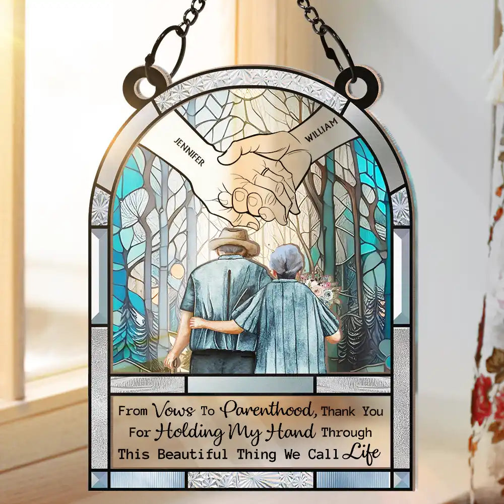 Holding My Hand - Personalized Window Hanging Suncatcher Ornament