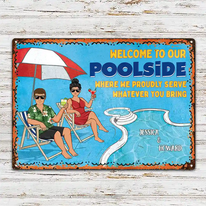 Poolside Good Music - Personalized Classic Metal Signs