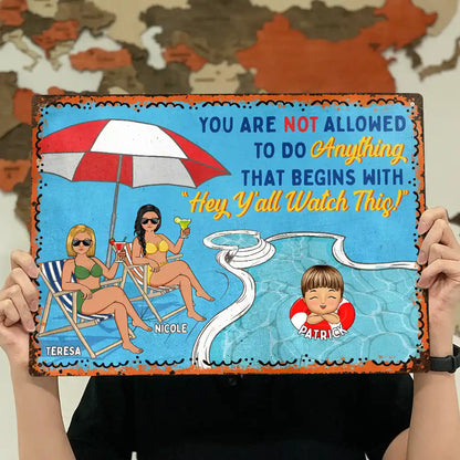 Pool Rules Watch This - Personalized Classic Metal Signs