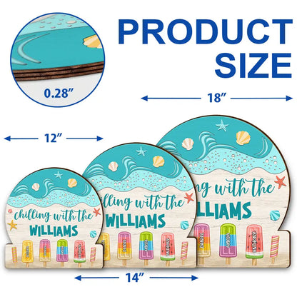 Popsicle Chilling Family - Personalized Custom Shaped Wood Sign