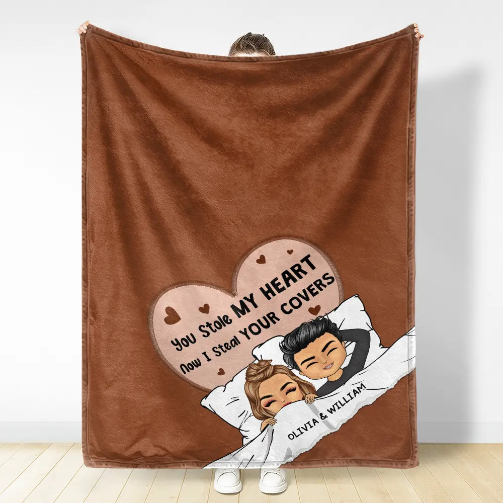 Couple Now I Steal Your Covers - Personalized Fleece Blanket, Sherpa Blanket