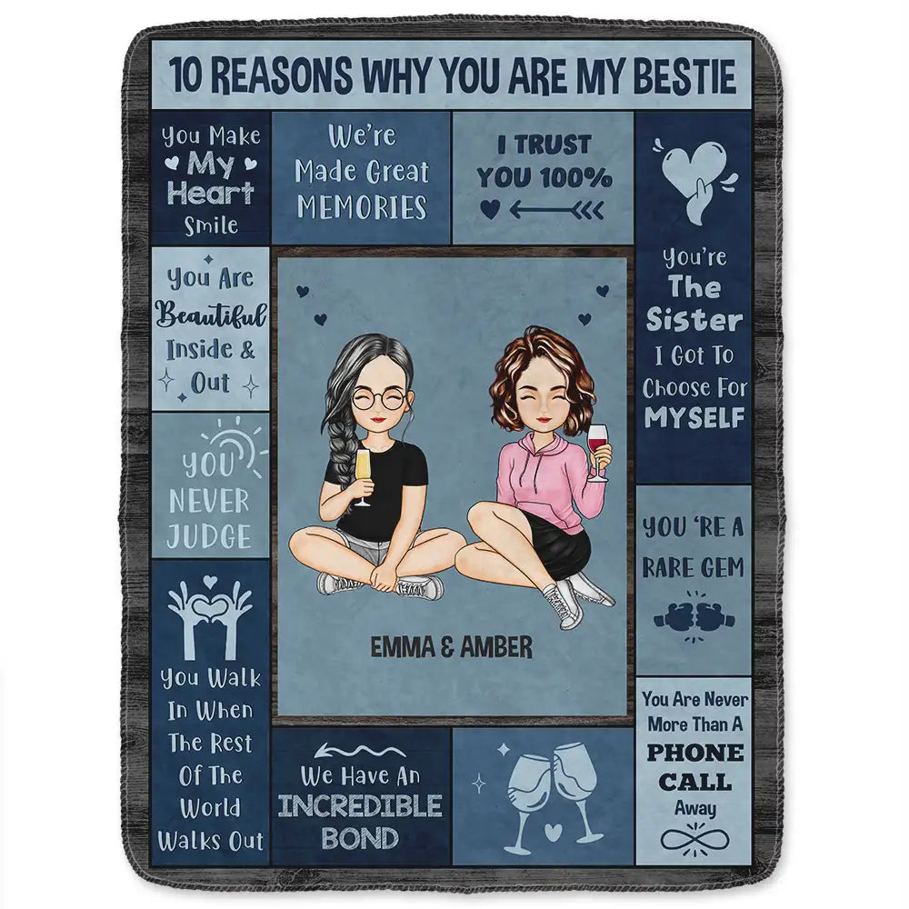 Reasons Why You Are My Bestie - Personalized Fleece Blanket