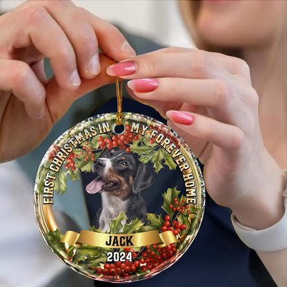 Custom Photo In My Forever Home - Personalized Circle Ornament