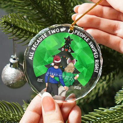 Two People Swiped Right - Personalized Circle Acylic Ornament